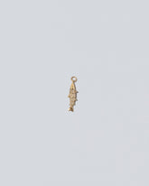 View from the back of the Pavé Fish Charm on light color background.