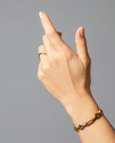 Gold Wide Peak Band on model.