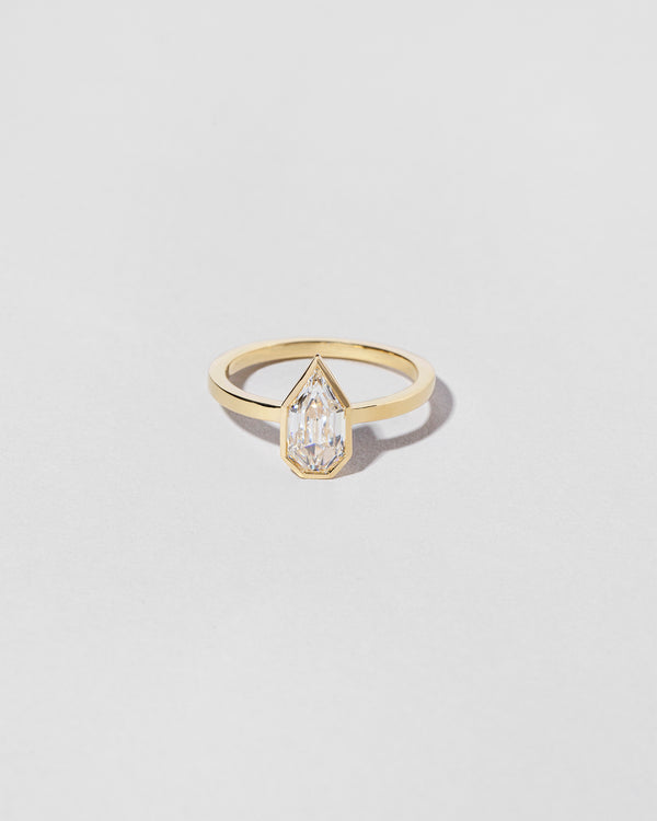 Modified Shield Step Cut Diamond Solitaire Ring front facing