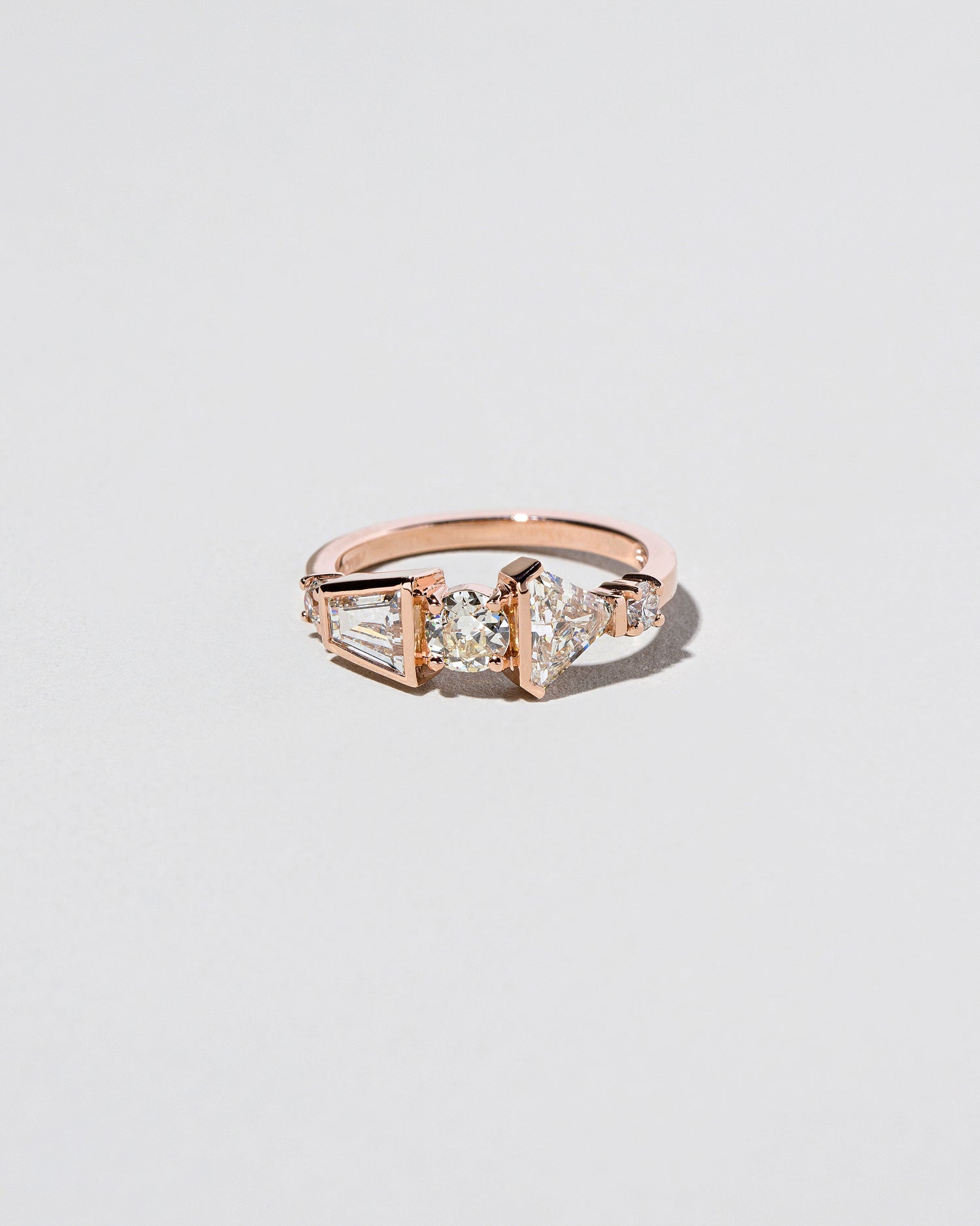 Old European Cut Diamond Line Cluster Ring