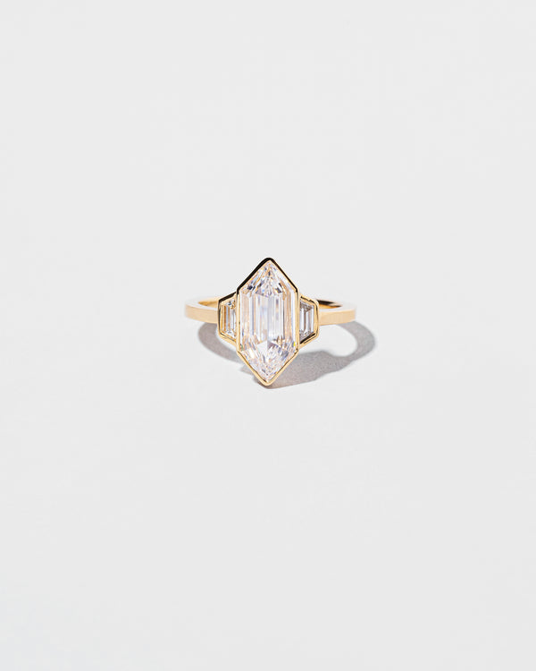 Hexagonal Step Cut Diamond Line Cluster Ring front facing