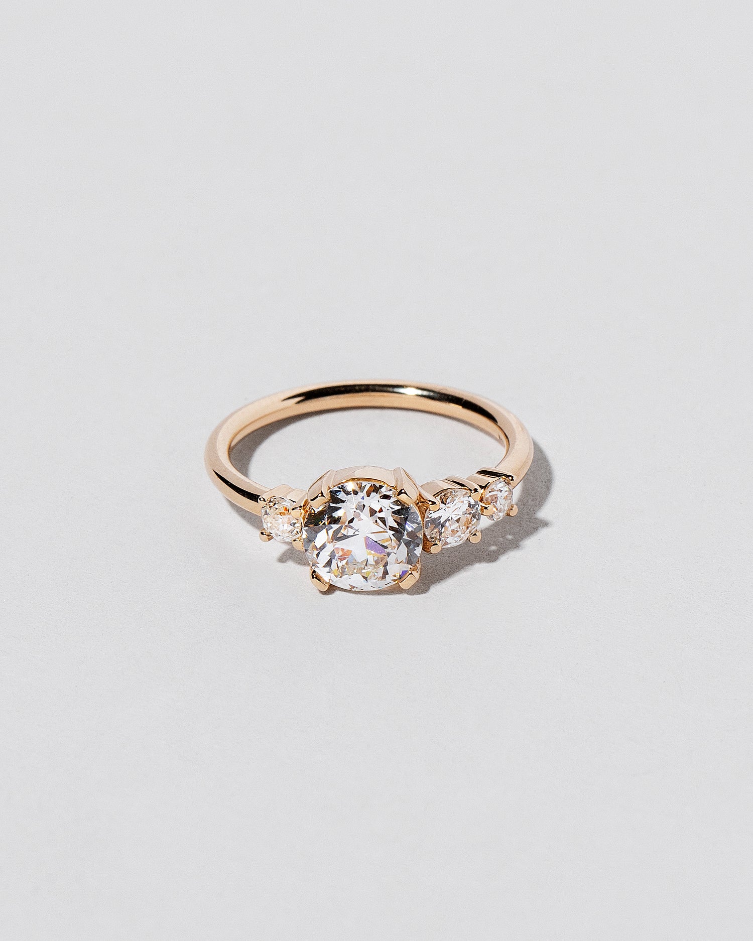 Old European Cut Diamond Line Cluster Ring front facing