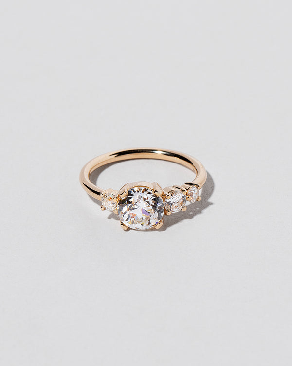 Old European Cut Diamond Line Cluster Ring front facing