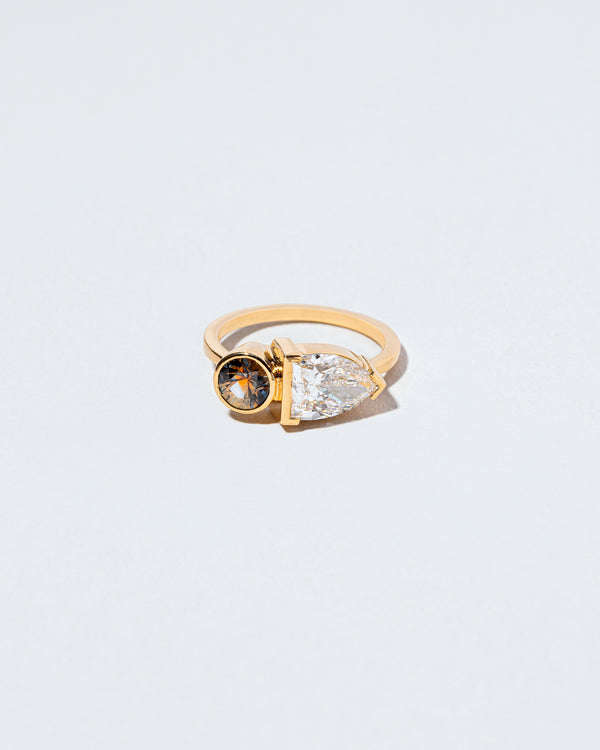 Shield Diamond & Bicolor Montana Sapphire Cluster Ring front facing