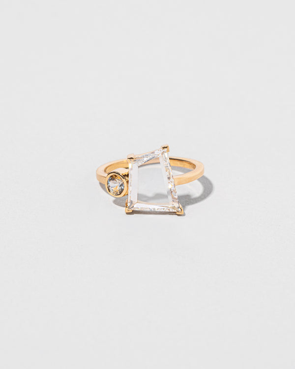 Asymmetrical Trapezoid Diamond & Kaleidoscope Montana Sapphire Ring front facing