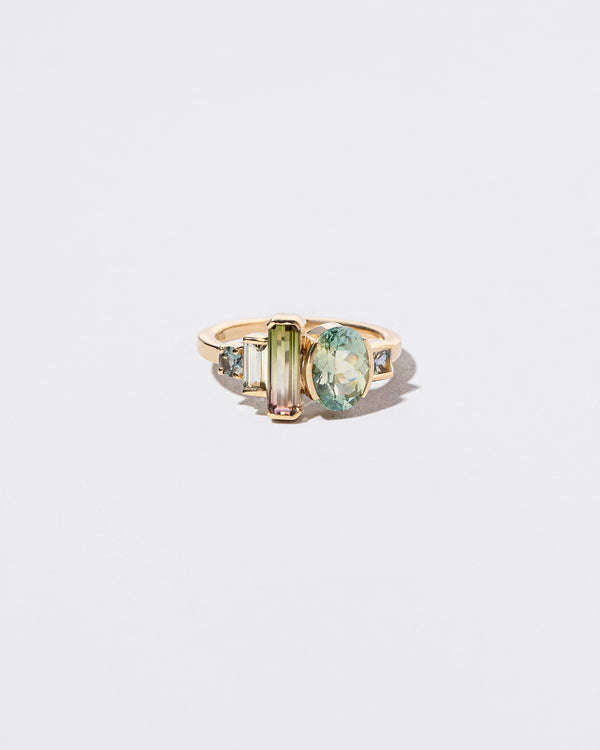 Bicolor Sapphire Line Cluster Ring