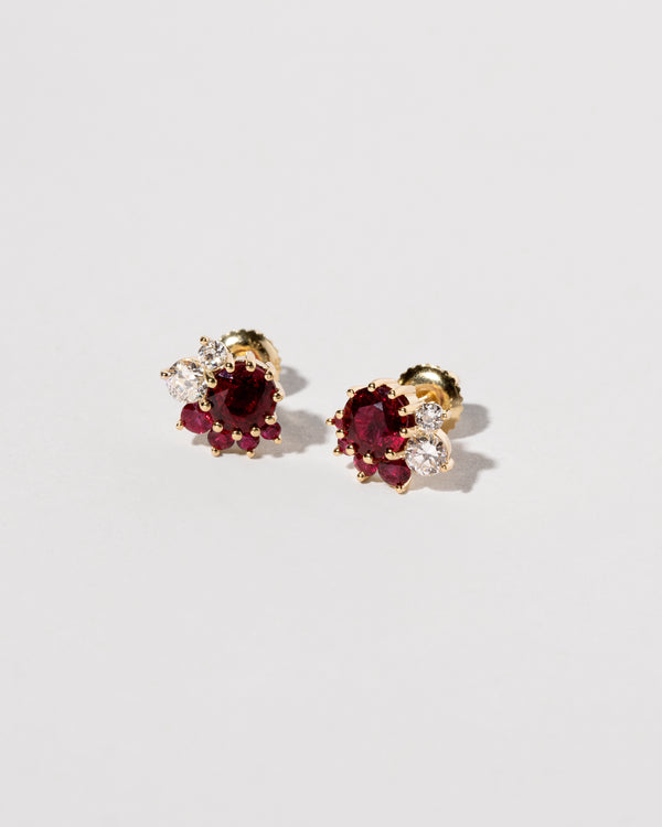 Ruby & White Diamond Earrings
