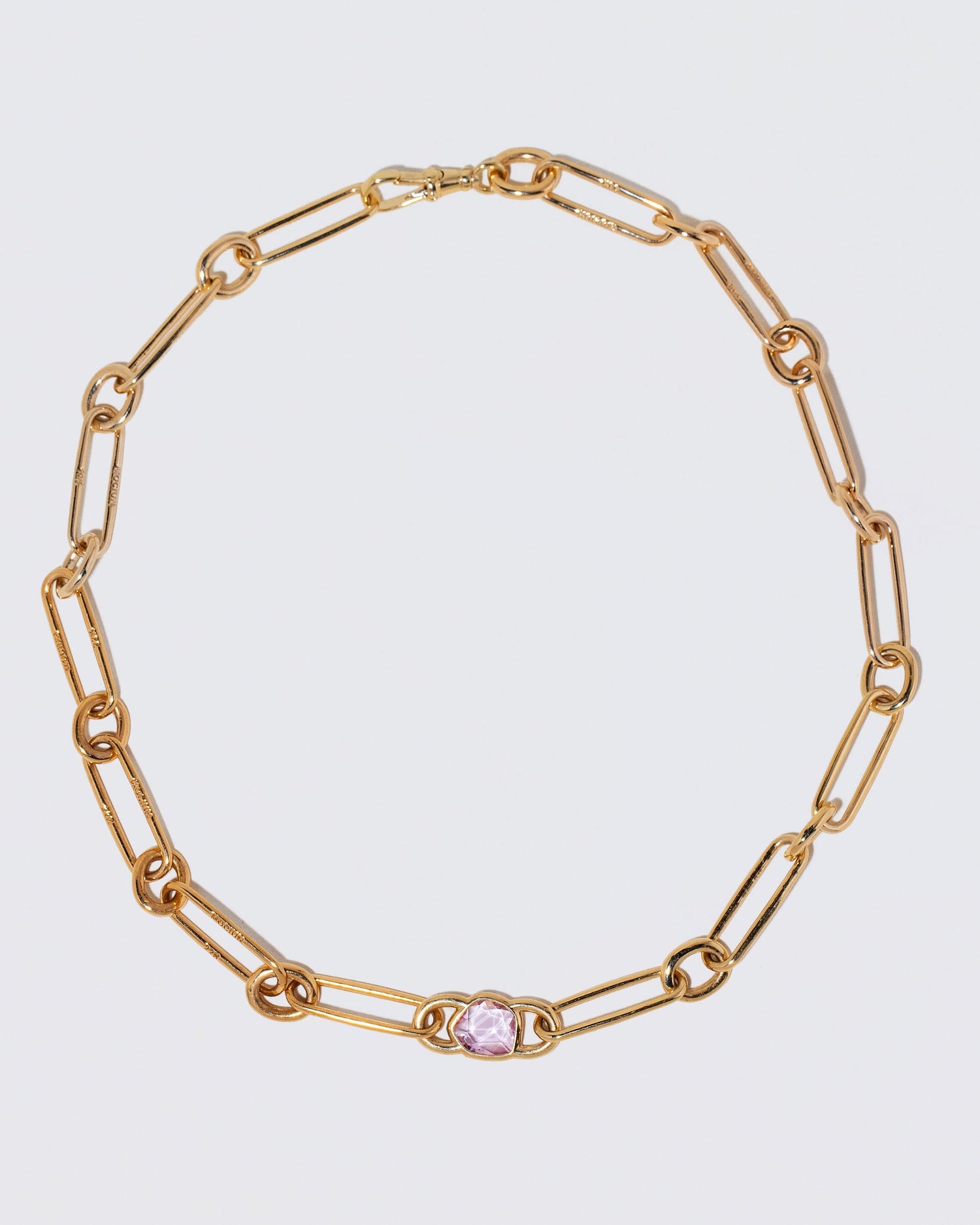 Pink Sapphire Link Necklace