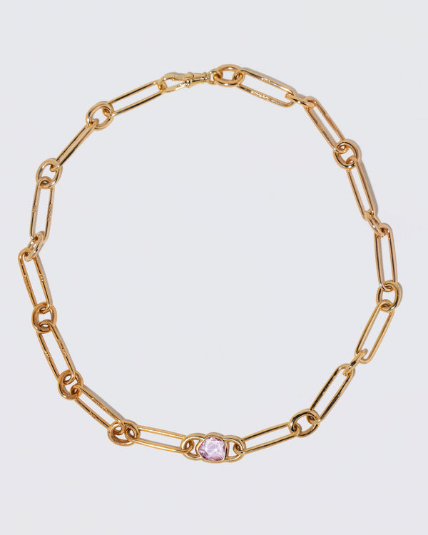 Pink Sapphire Link Necklace