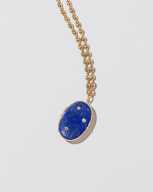 Lapis & Diamond Locket Necklace