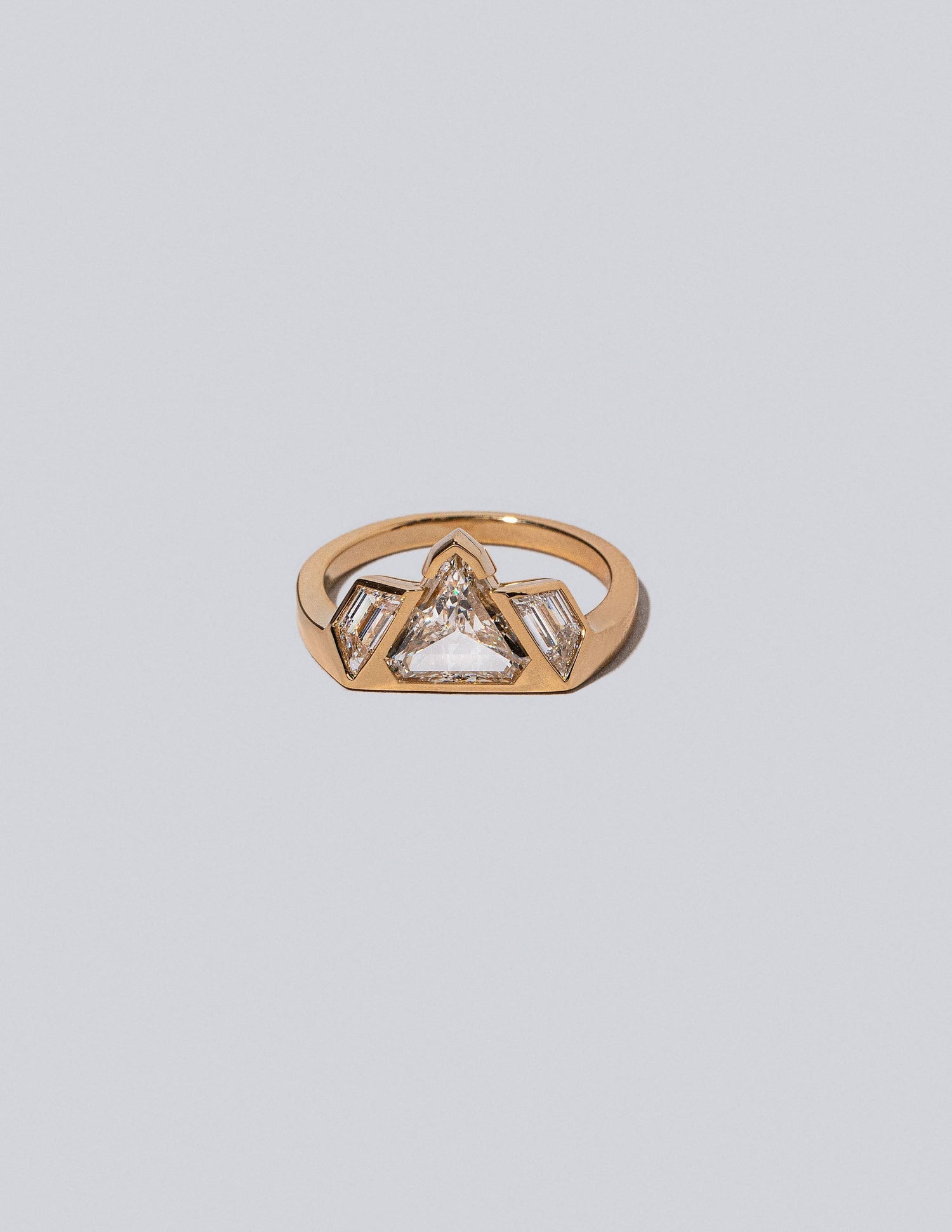 Three Stone Shield Cut Diamond Ring