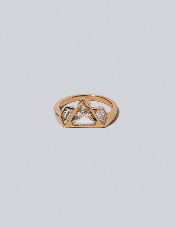 Three Stone Shield Cut Diamond Ring