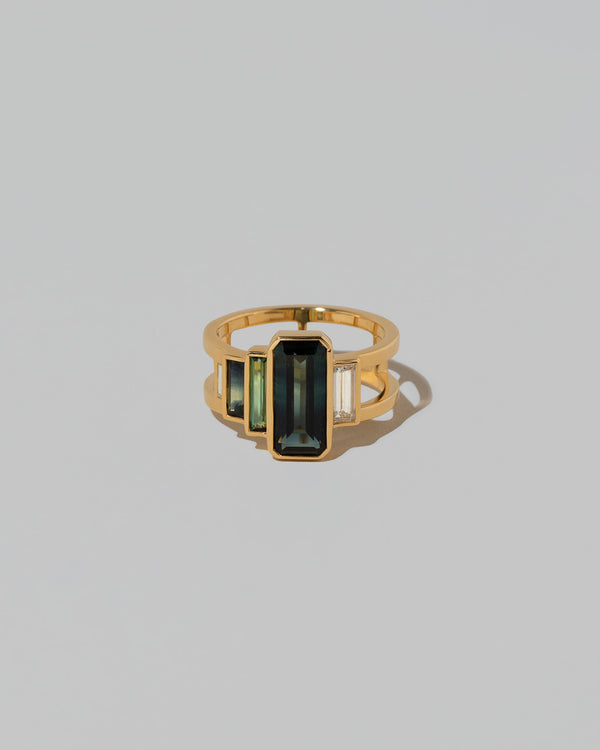 Cut-Cornered Sapphire Cage Ring