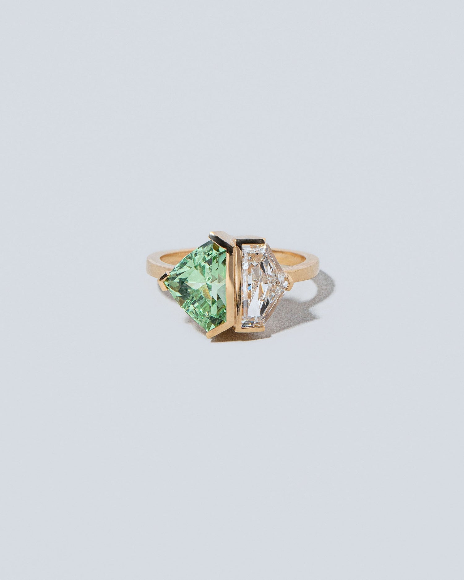 Shield Cut Diamond & Garnet Ring