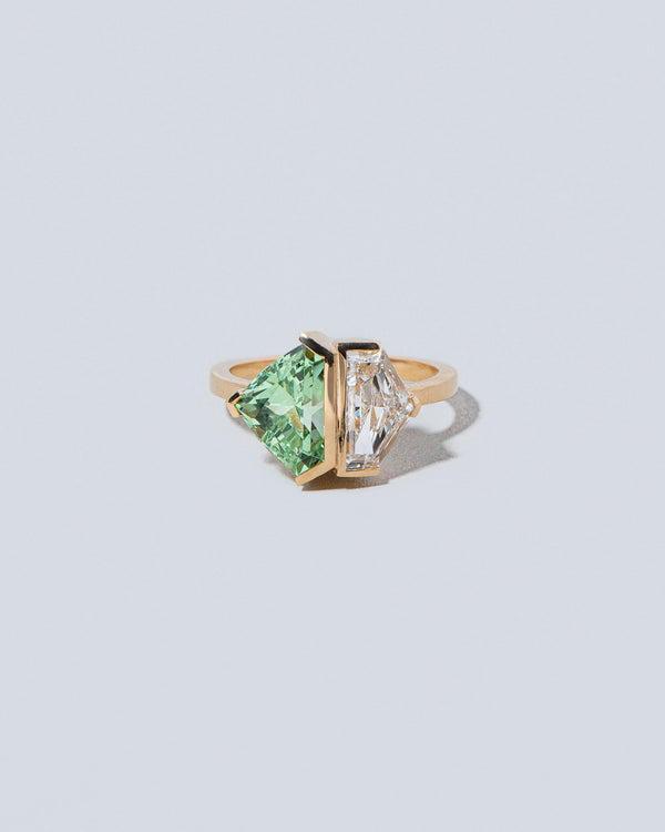 Shield Cut Diamond & Garnet Ring