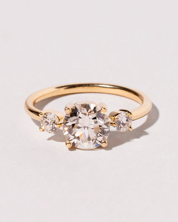 Three Stone Ring with Center 1.43 ct. Old European Cut Diamond front view