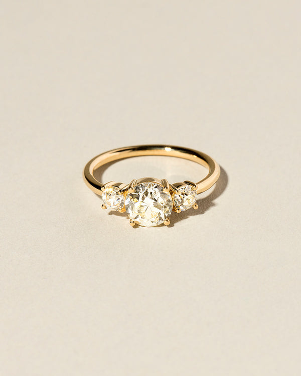Three Stone Ring with Center 1.21 ct. Old European Cut Diamond front view