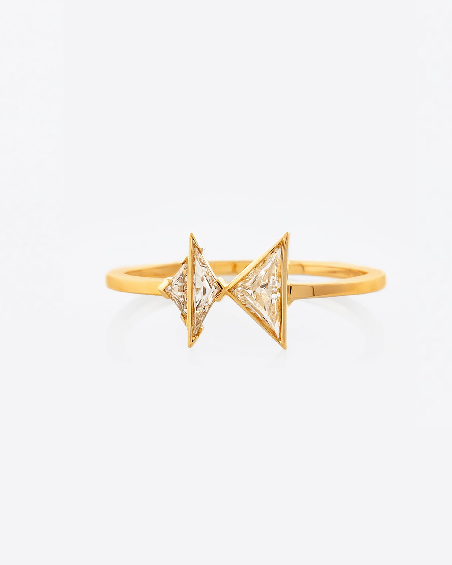 Three Triangle Cut Diamond Ring front view