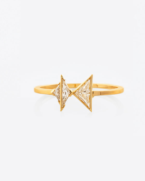 Three Triangle Cut Diamond Ring front view
