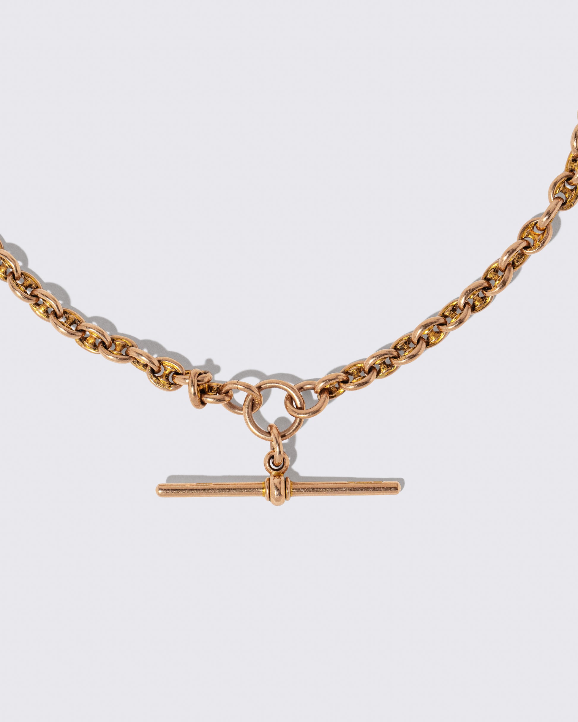 Closeup details of the Vintage Albert Watch Chain on light color background.