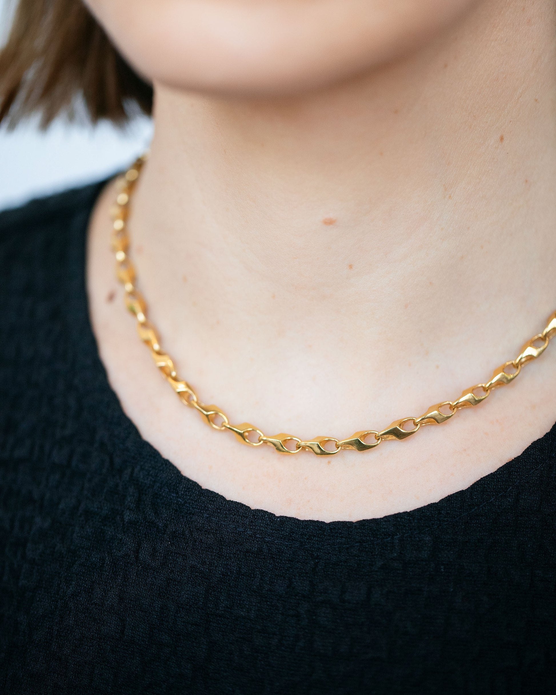 Vintage Triple Nine Chain Necklace on model.