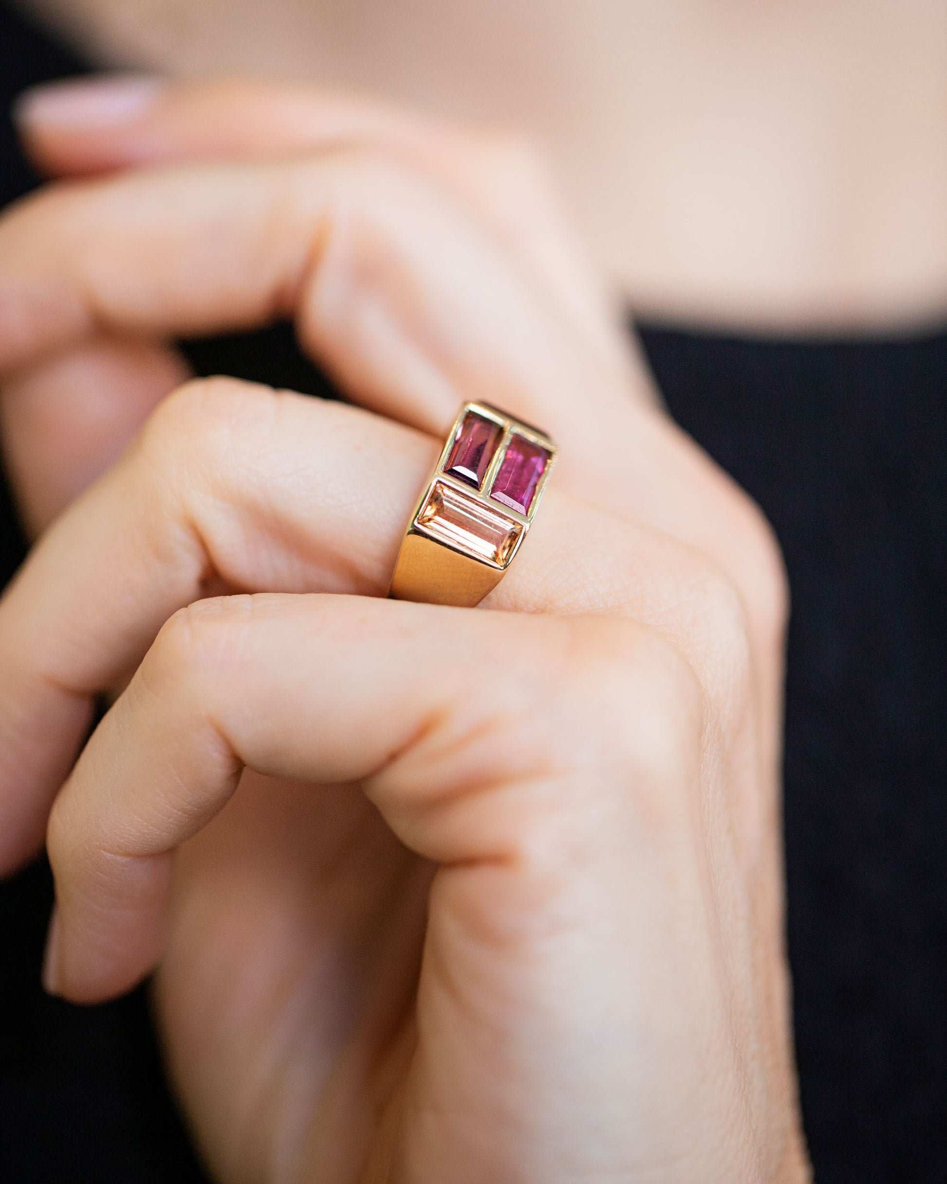 Vintage Tiffany & Co. Paloma Picasso Studio Ring on model.