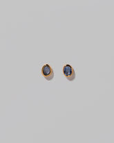 Gusher Blue Sapphire Stud Earrings 002 on light color background.