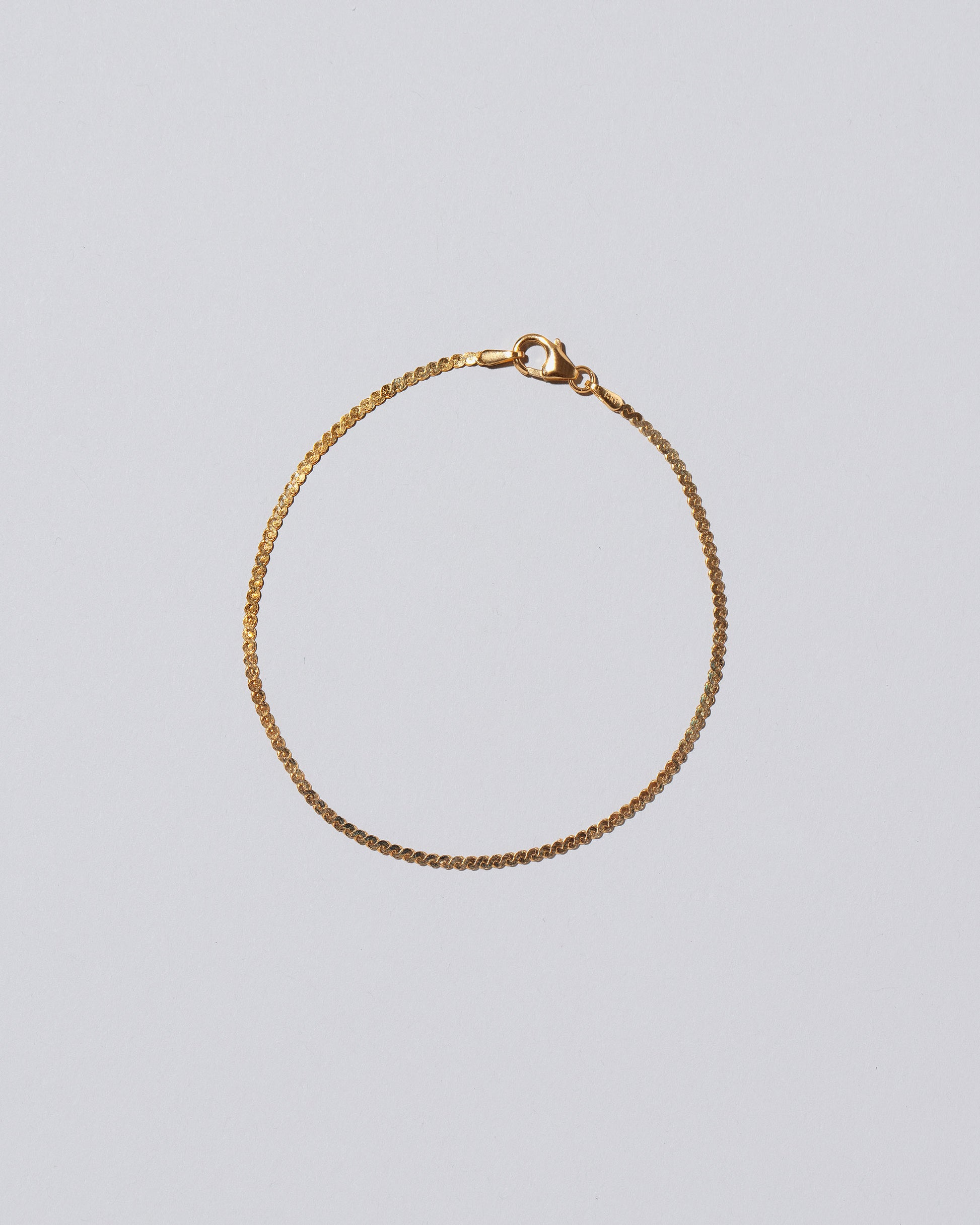 Yellow Gold Serpentina Chain Bracelet on light color background.