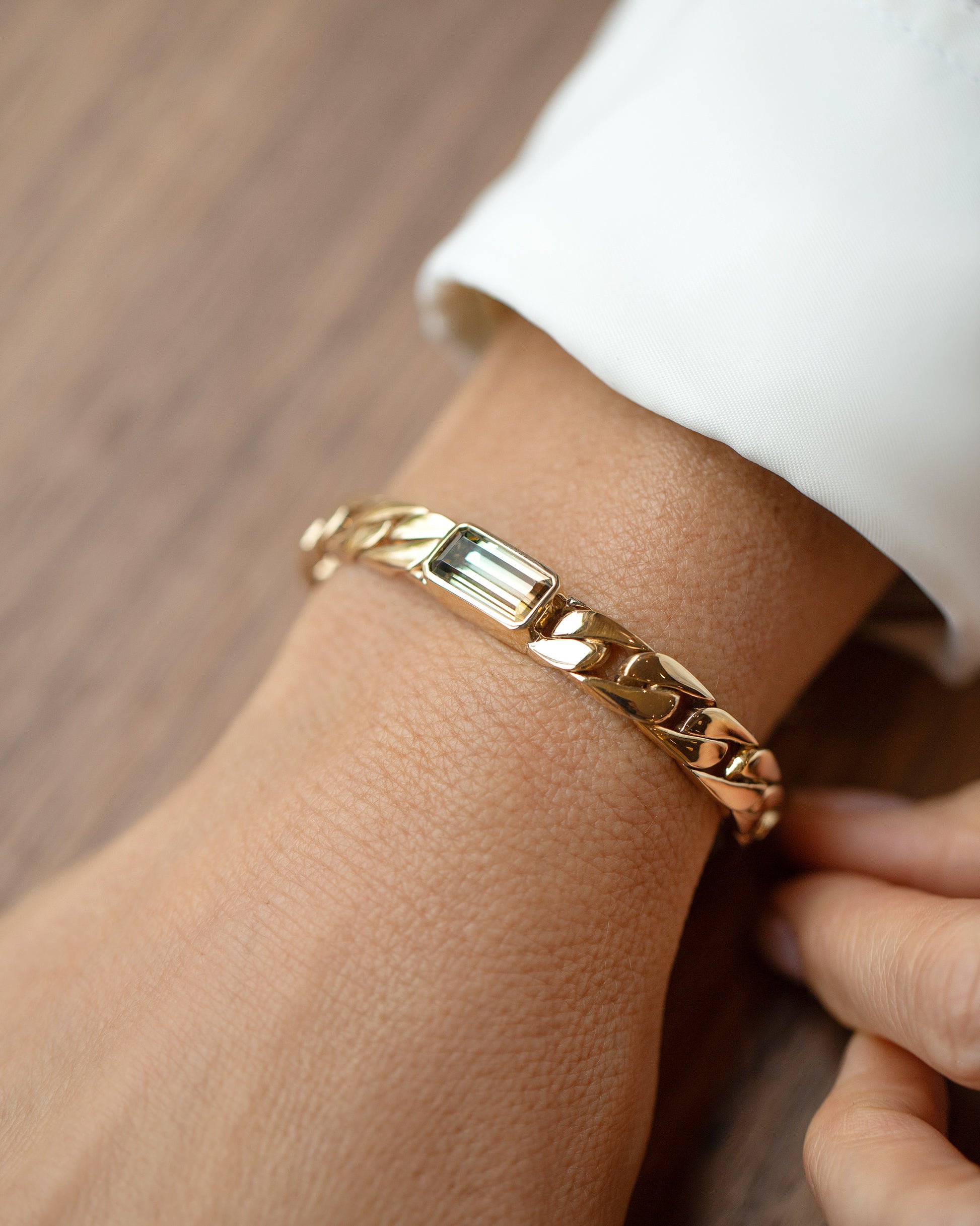 Identity Chain Bicolor Tourmaline Bracelet 003 on model.
