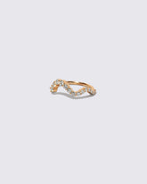 Gold White Diamond High Tide Band on light color background.