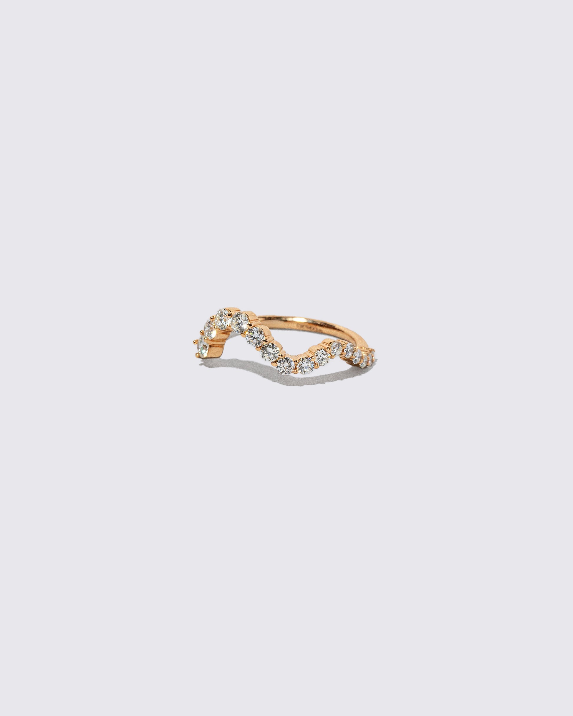 Gold White Diamond High Tide Band on light color background.