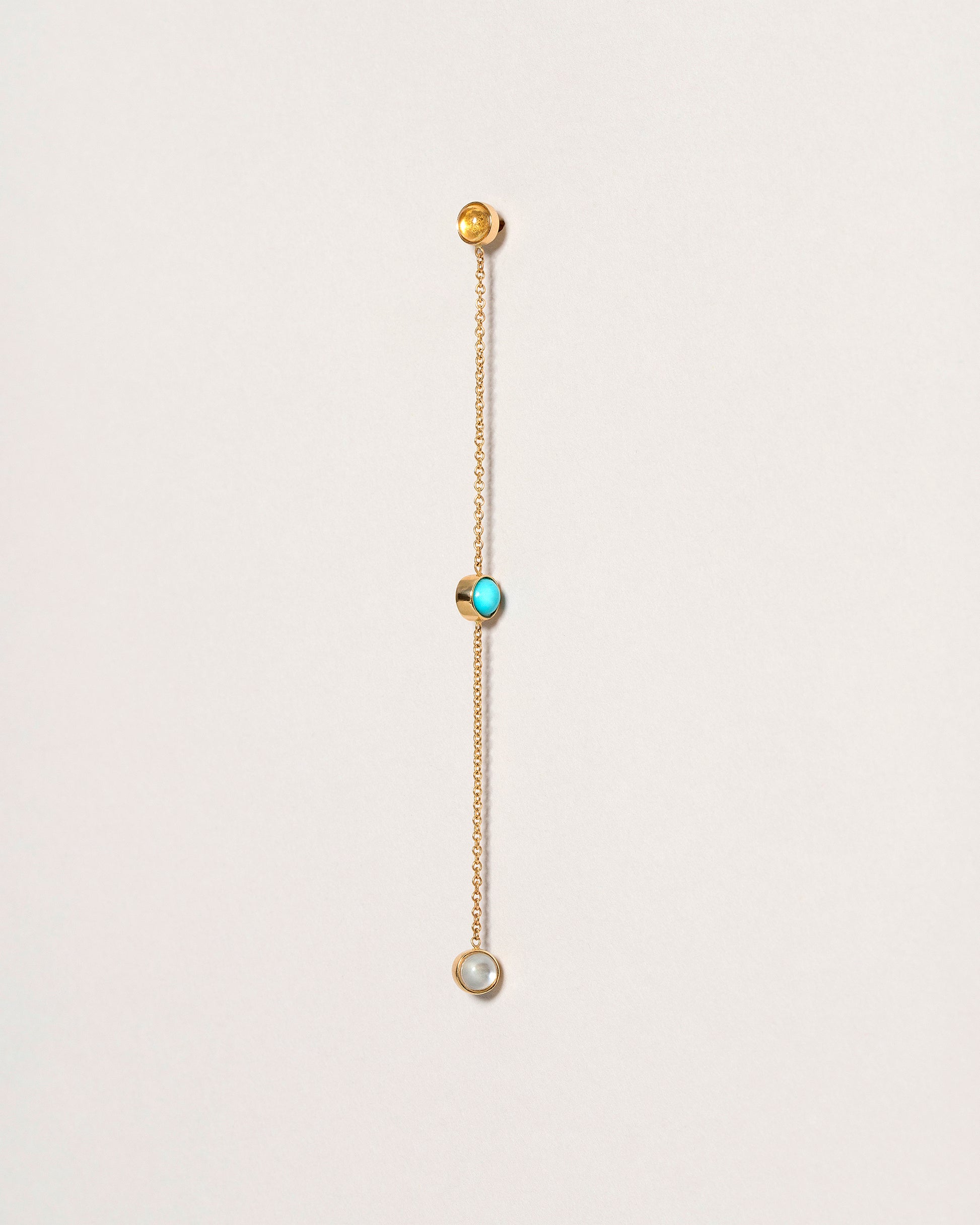 Birthstone Two-Drop Single Earring on light color background.