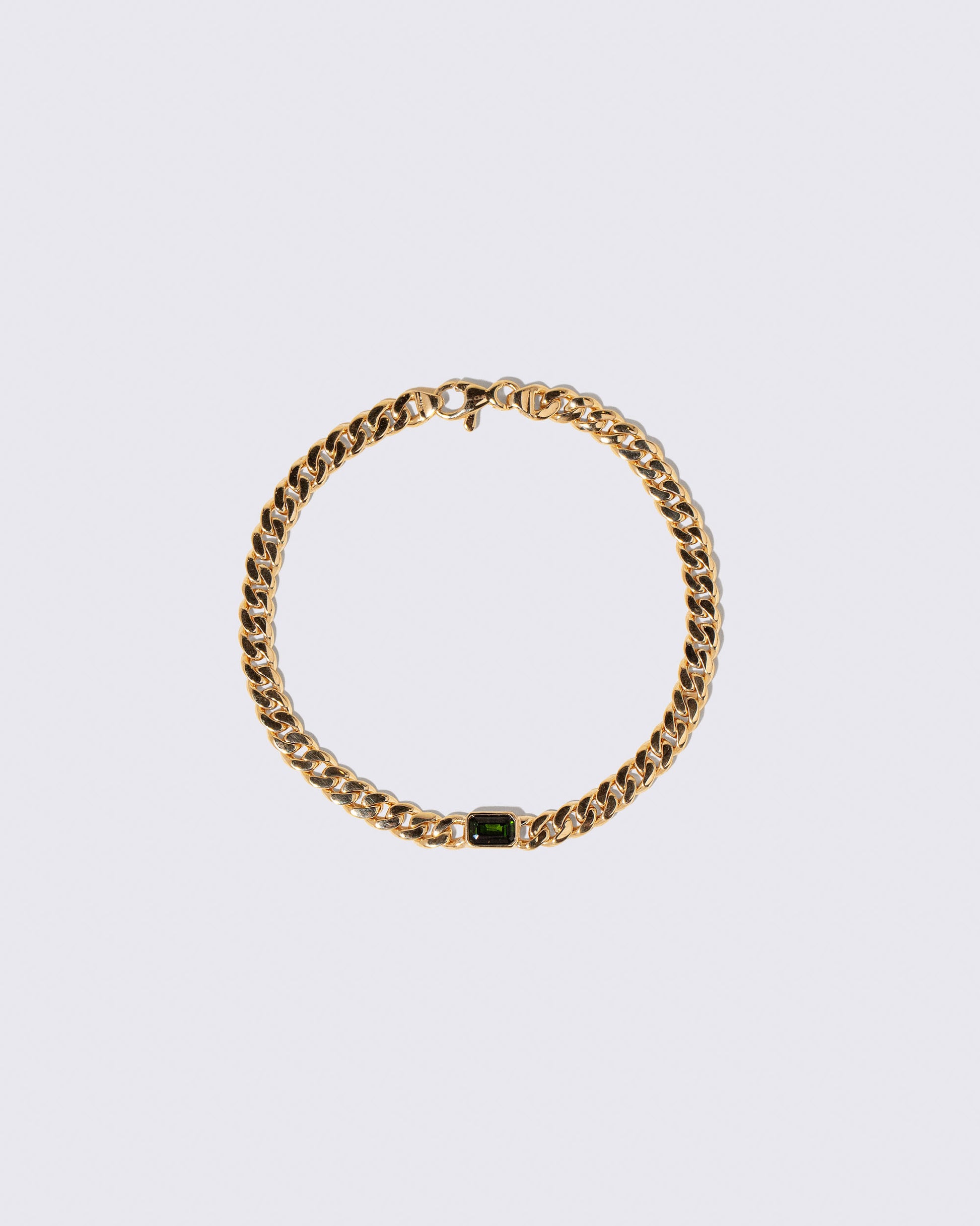 Identity Chain Green Tourmaline Bracelet 001 on light color background.