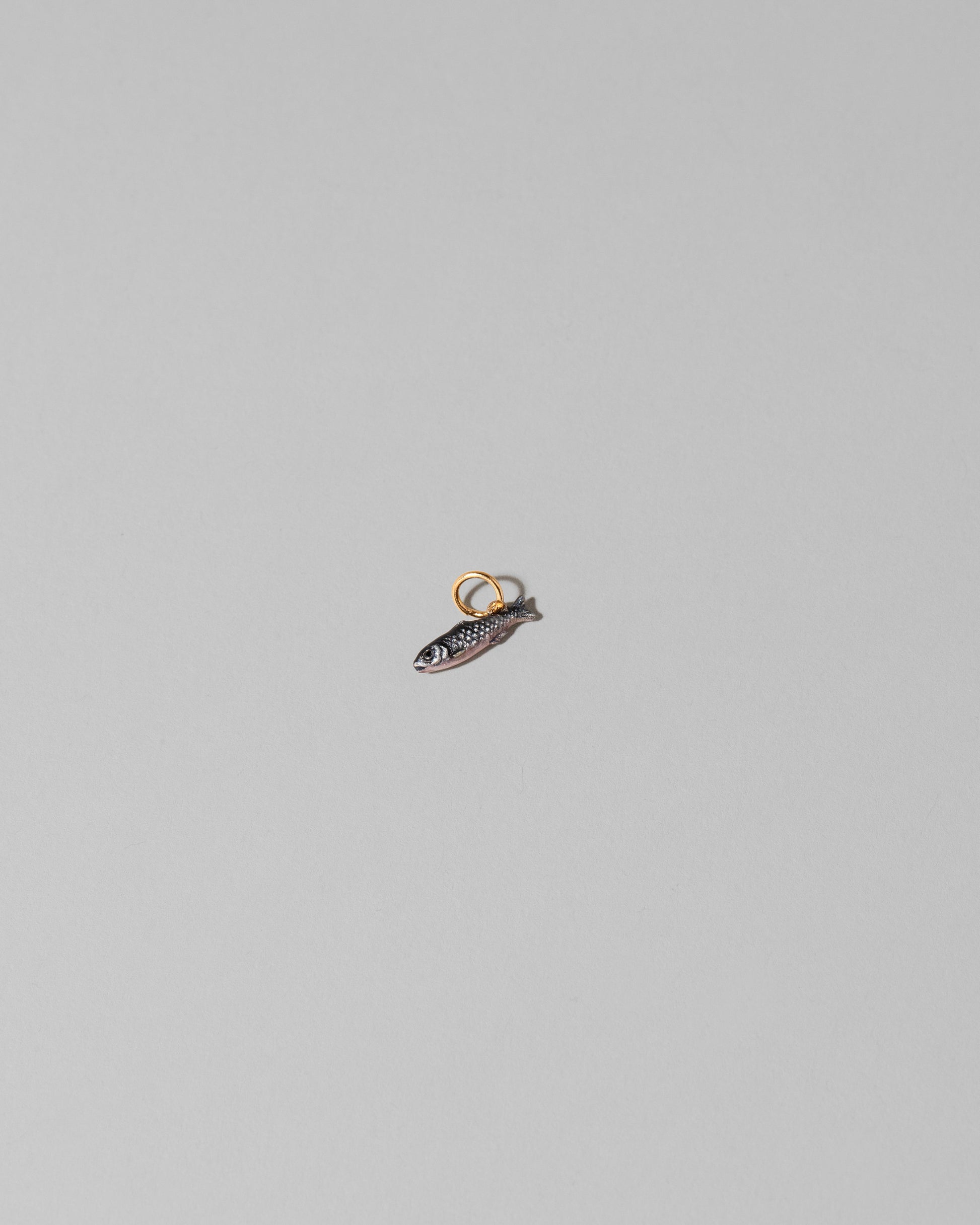 View from the side of the Sardine Charm on light color background.
