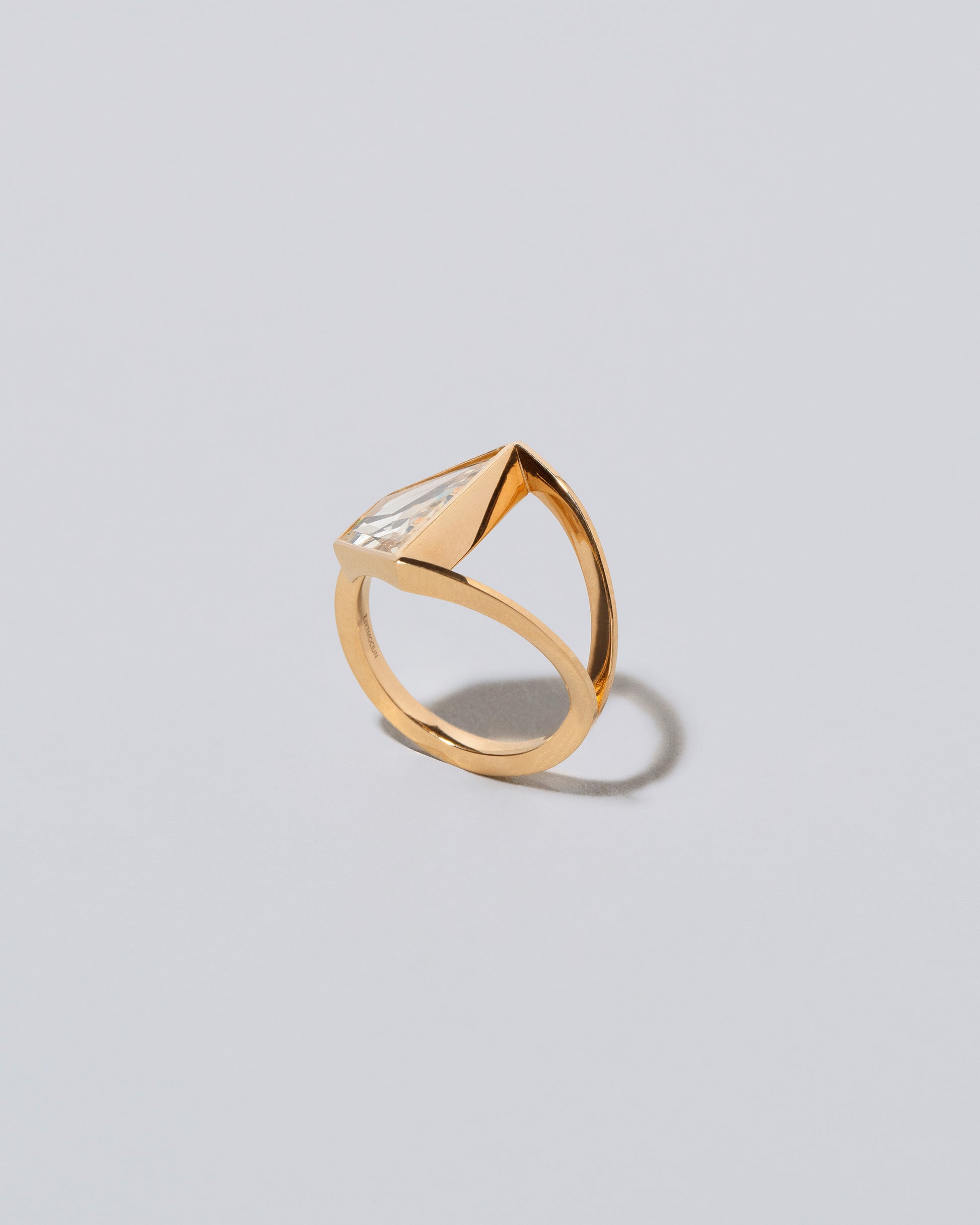 Detail view of the Cyllene Ring on light color background.