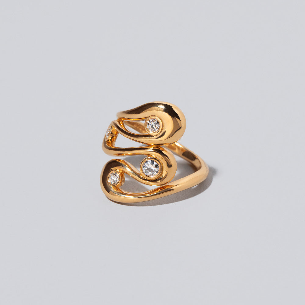 product_details::Closeup detail of the Swivel It Ring on light color background.