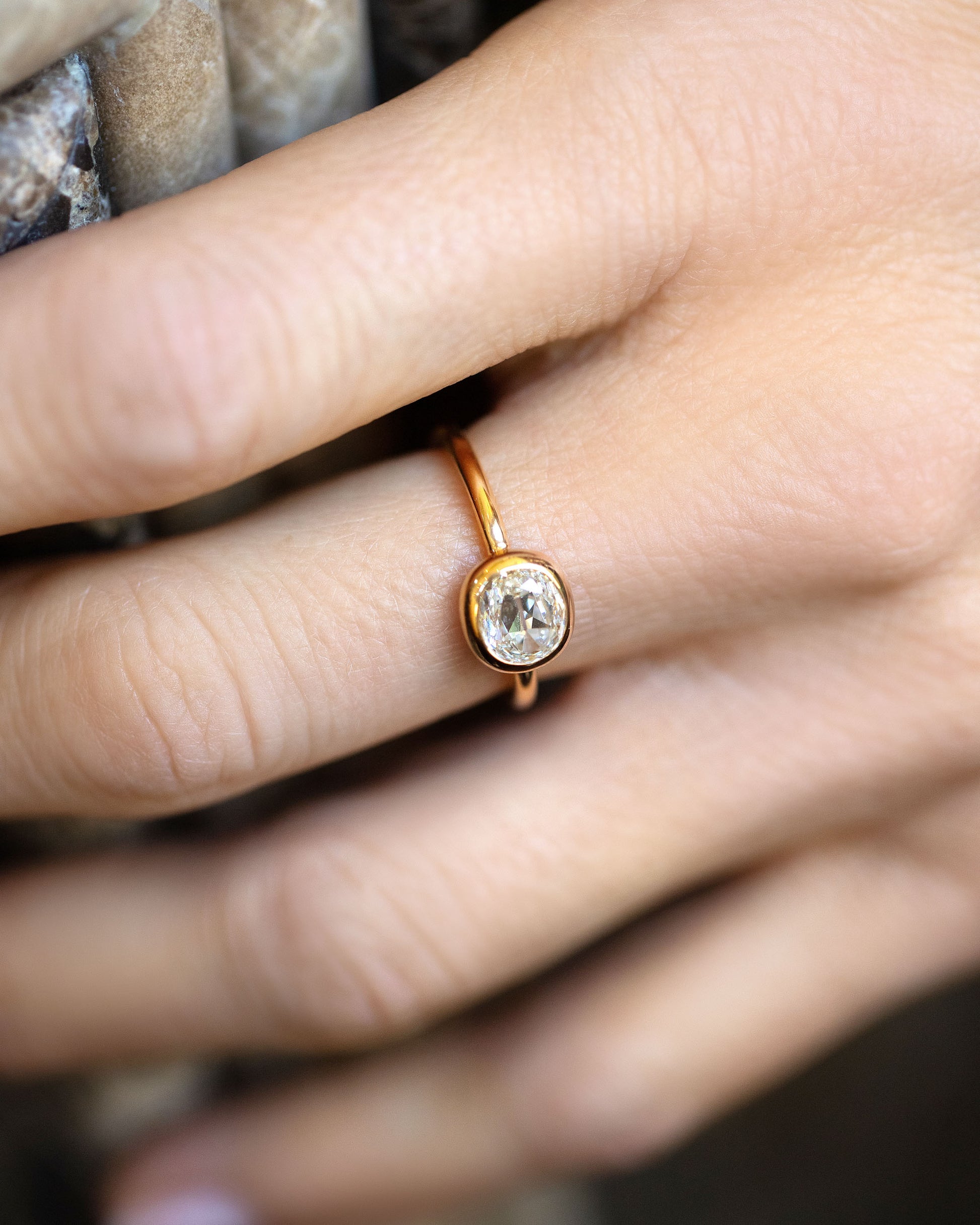 Gusher Diamond Ring 018 on model.