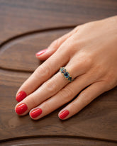 Delphinium Ring on model.