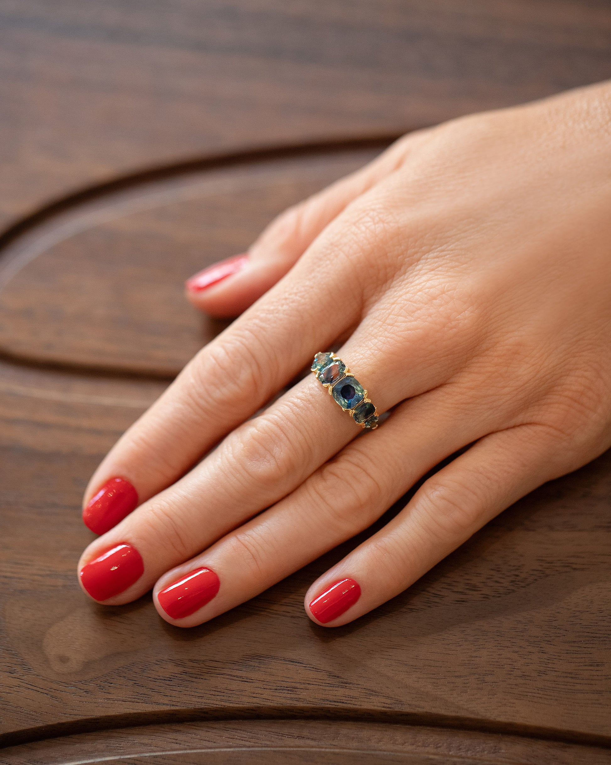Delphinium Ring on model.