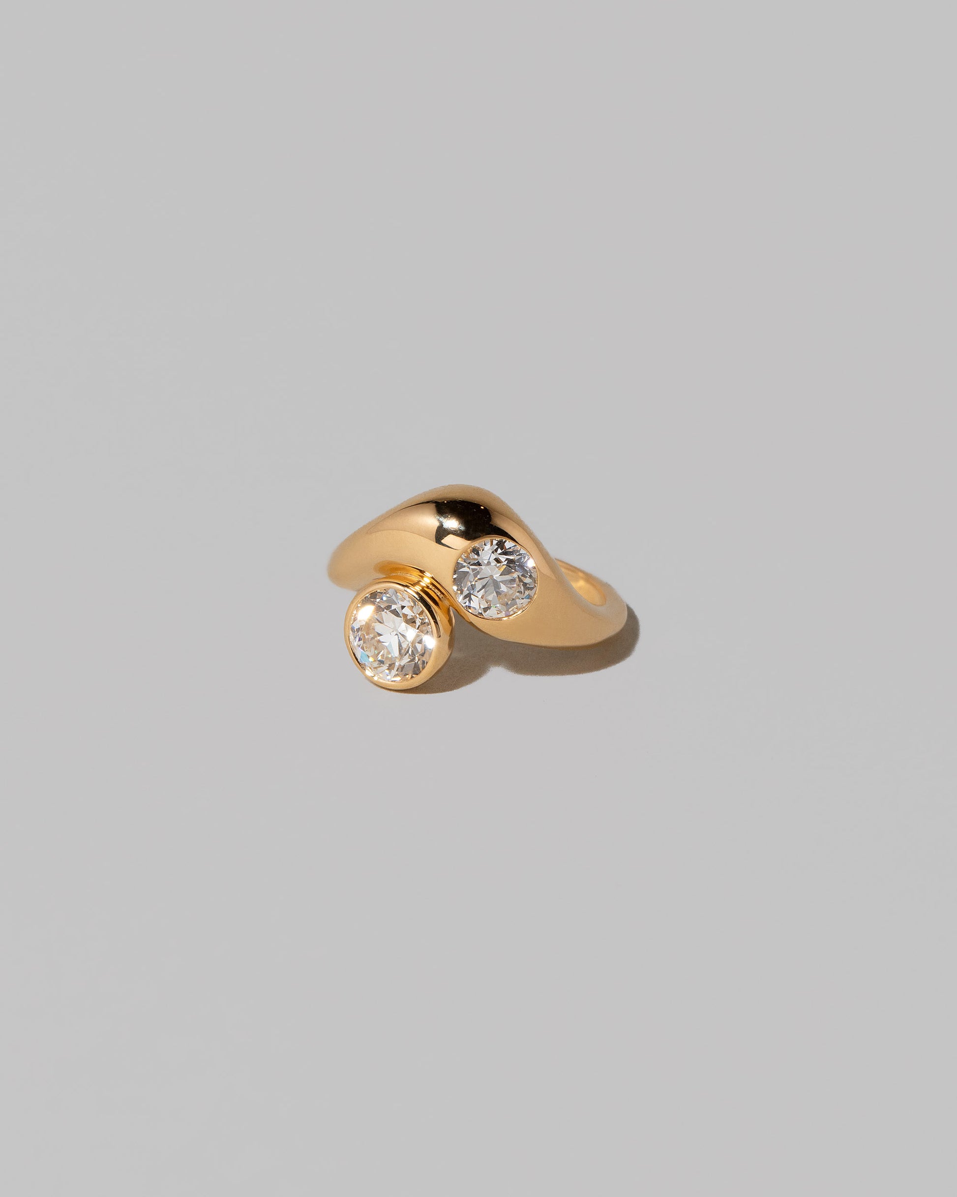 View from the side of the Diamond Two Ring on light color background.