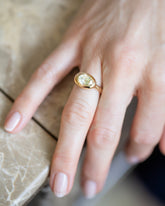 Sapphire Grand Align Ring on model.