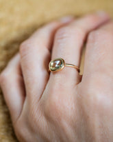 Green Sapphire Gusher Ring on model.