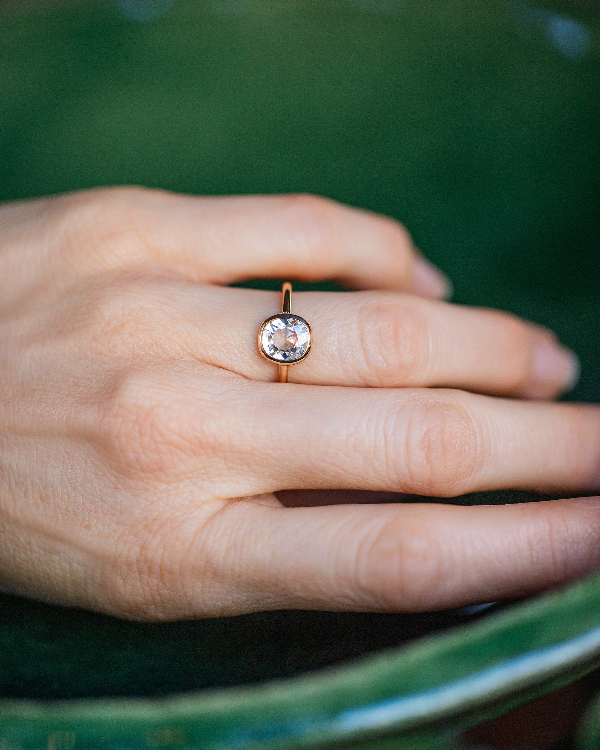 Gusher Diamond Ring 057 on model.