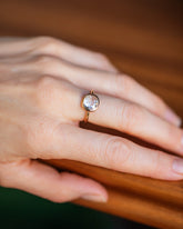 Gusher Diamond Ring 058 on model.