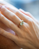 Pearly Sky Ring on model.