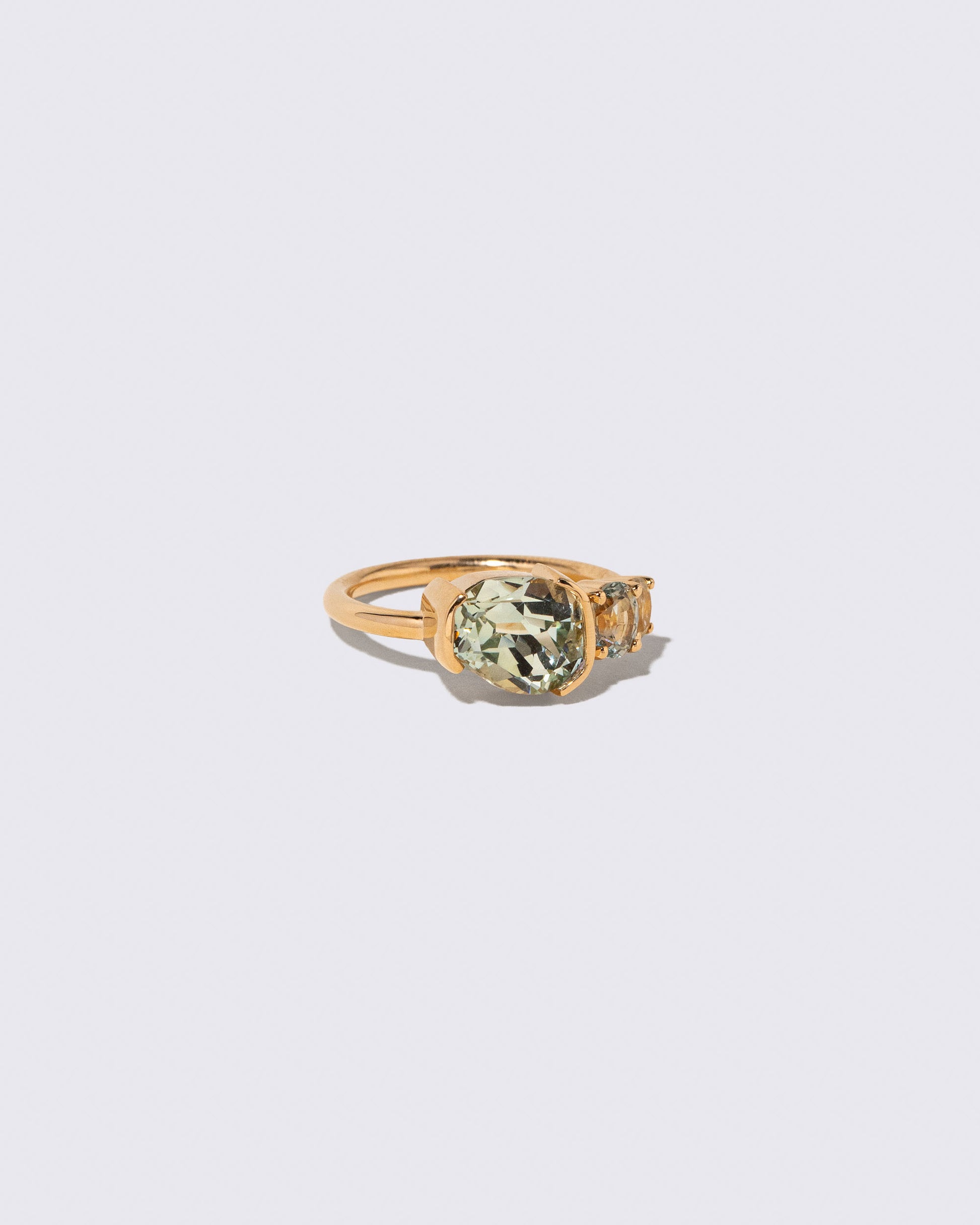 View from the side of the Pearly Sky Ring on light color background.