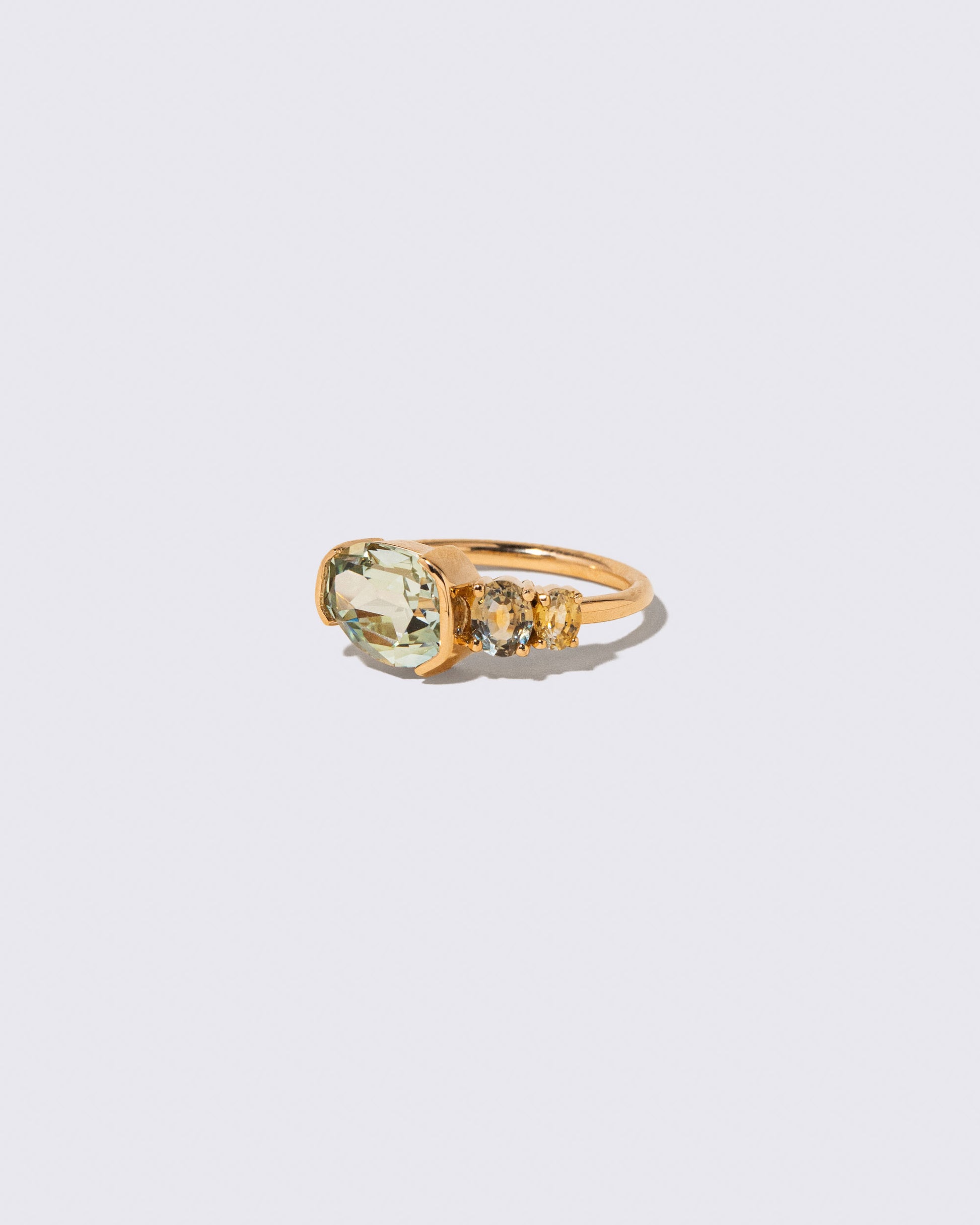 View from the side of the Pearly Sky Ring on light color background.