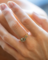Pearly Sky Ring on model.