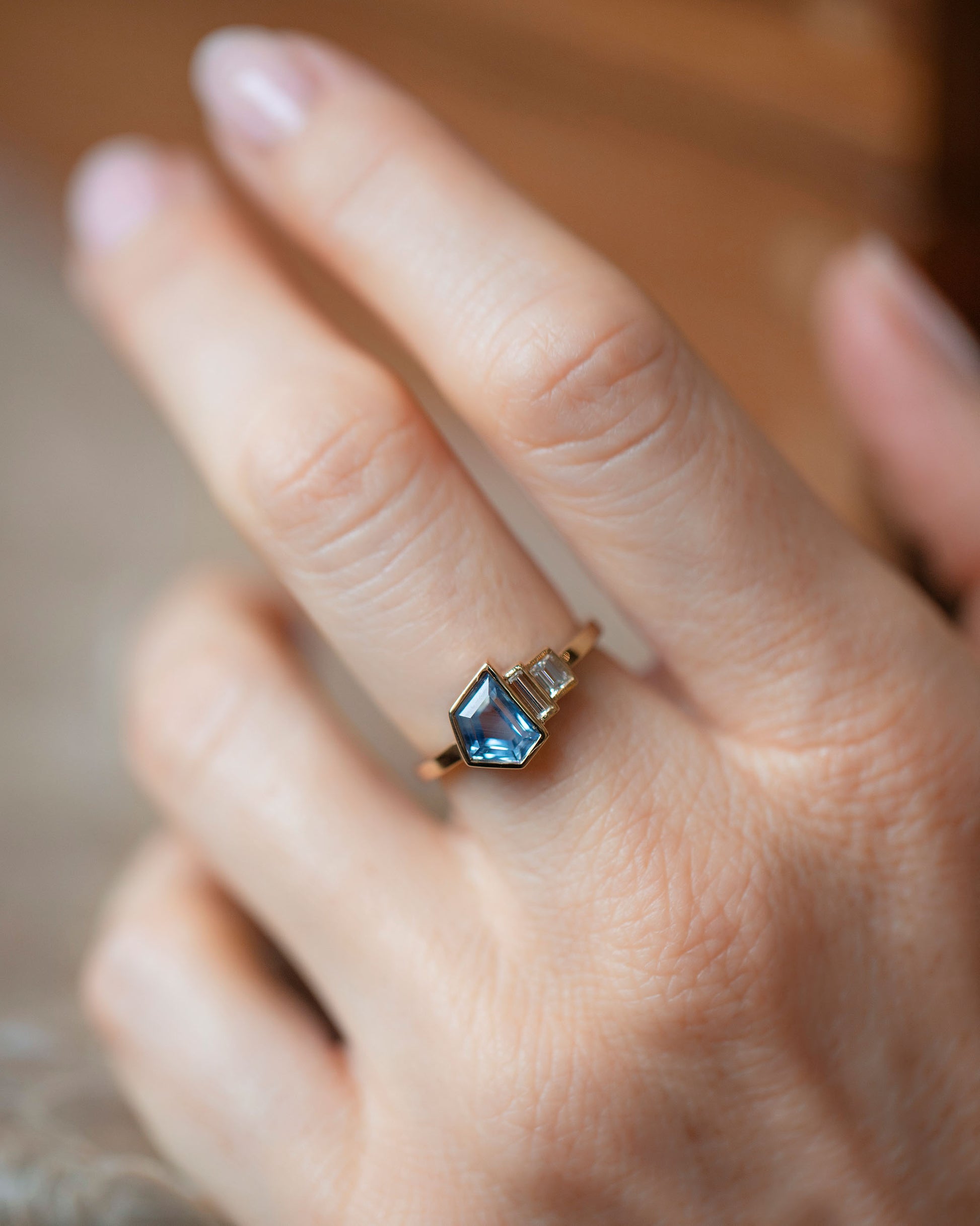 Sun Shower Ring on model.