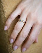 Sapphire Wild Poppies Band on model.